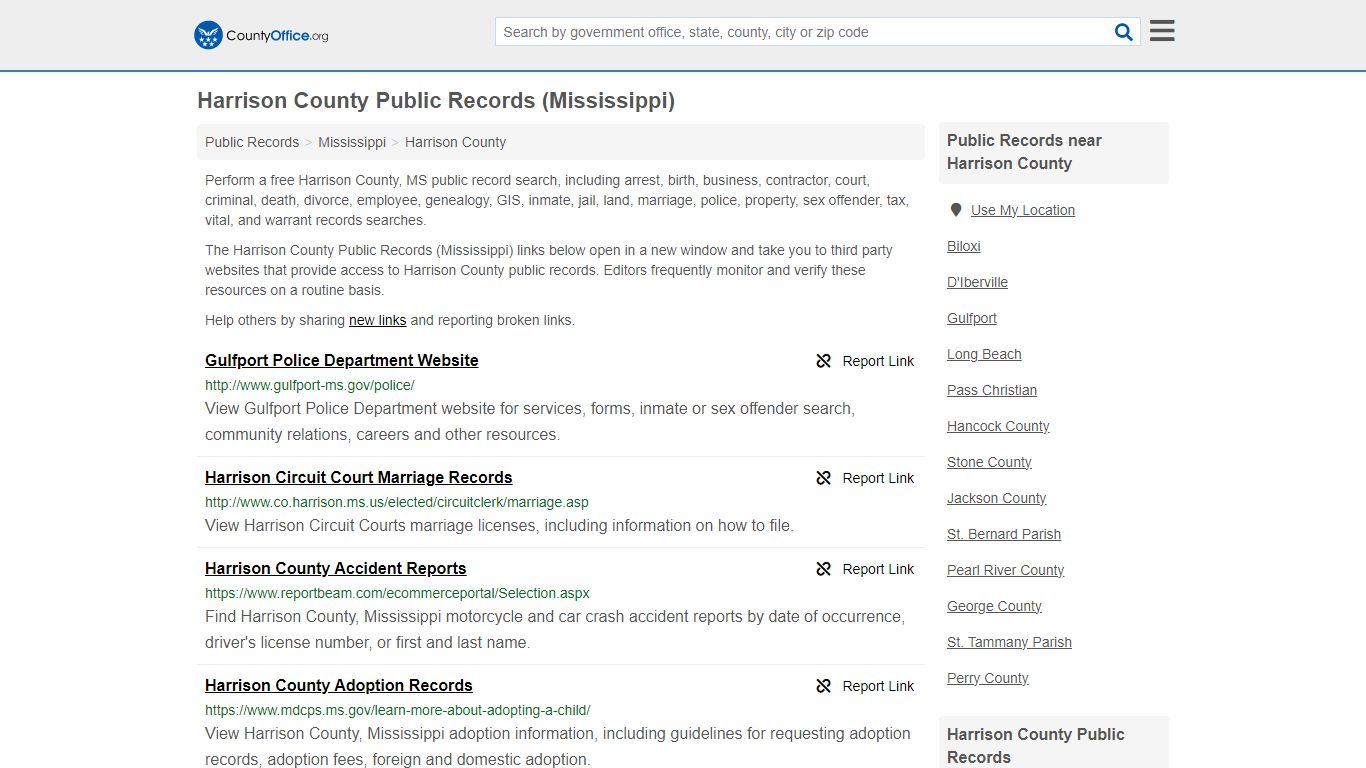 Public Records - Harrison County, MS (Business, Criminal, GIS, Property ...