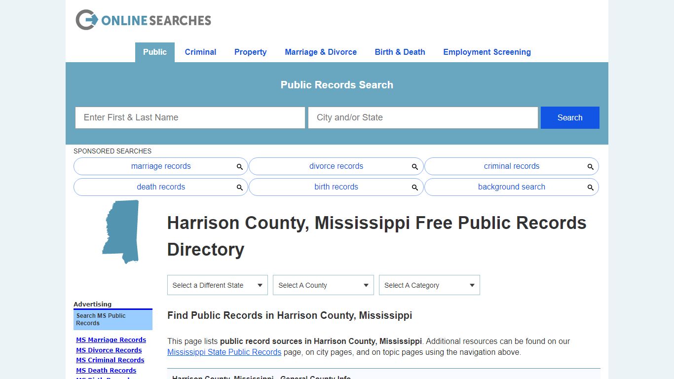 Harrison County, Mississippi Public Records Directory