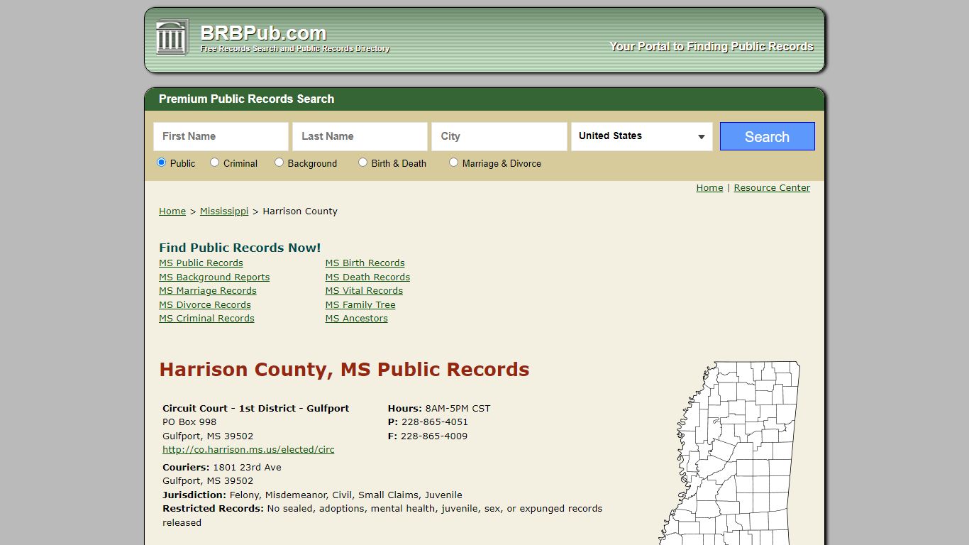 Harrison County, MS Public Records - BRB Pub